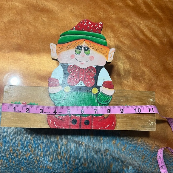 Vintage Hand Painted Wooden Christmas Elf Box Cardholder handmade 80s - Picture 11 of 14